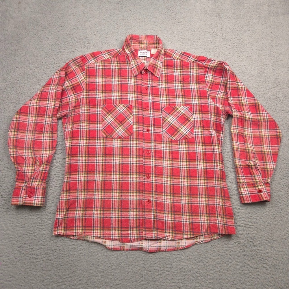 Vintage Wrangler Shirt Mens XL Plaid Western Pearl Snap X-Long Tails 90s Flannel